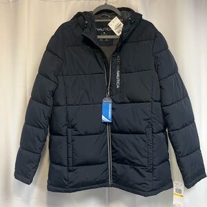 NWT- Nautica Navy Quilted Hooded Puffer Jacket